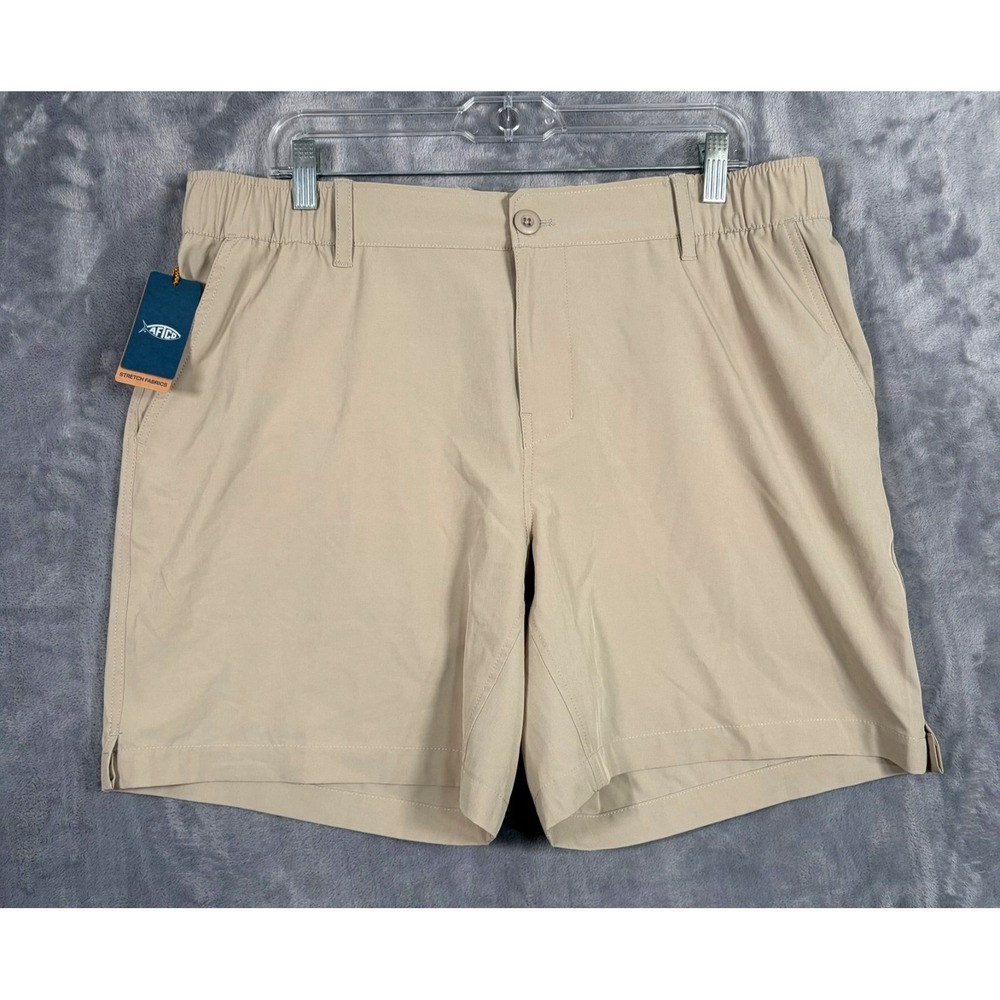 AFTCO Everyday Stretch Shorts Mens XL New Beige Khaki Fishing M130